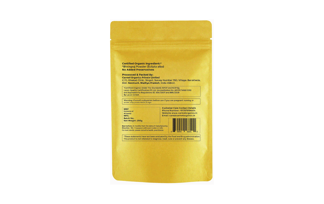 Carmel Organics Bhringraj Powder    Pack  250 grams